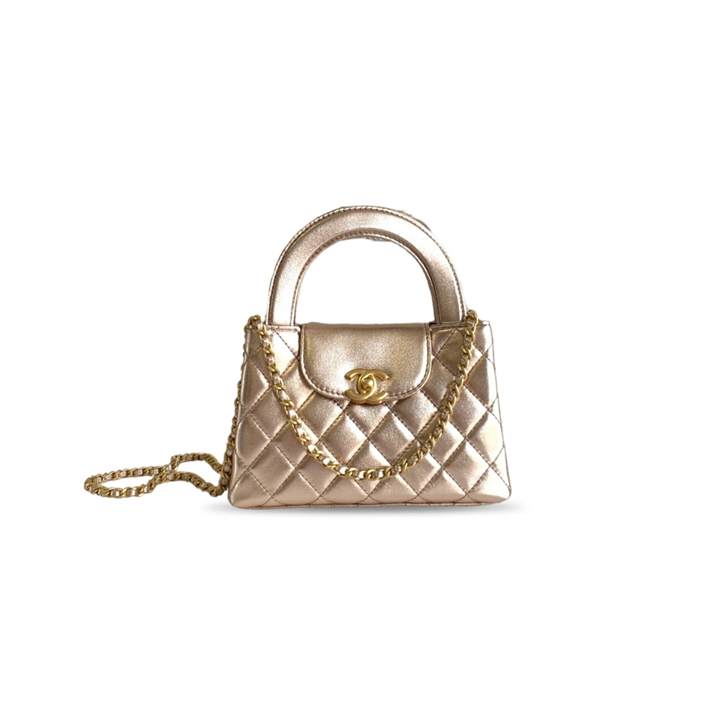 CHANEL BRONZE METALLIC CALFSKIN NANO KELLY MINI SHOPPING BAG AS4416 (19*13*7cm)